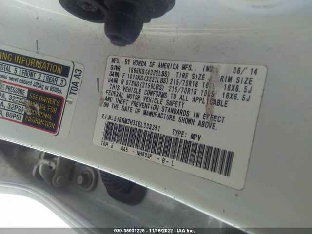 Honda CR-V LX 2014 5J6RM3H35EL039291 Image 9