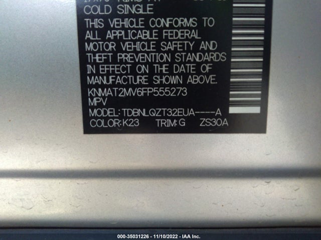 2015 NISSAN ROGUE SV VIN: KNMAT2MV6FP555273