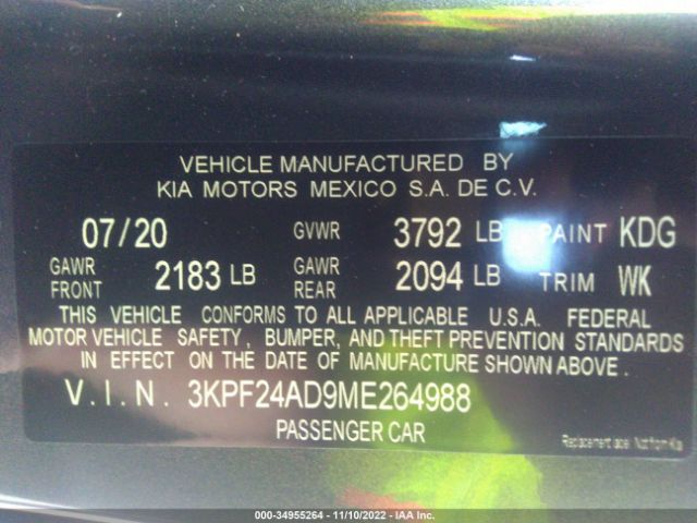 3KPF24AD9ME264988 KIA Forte Lxs