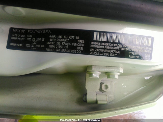 2019 Jeep Renegade, VIN: ZACNJABB9KPK77442