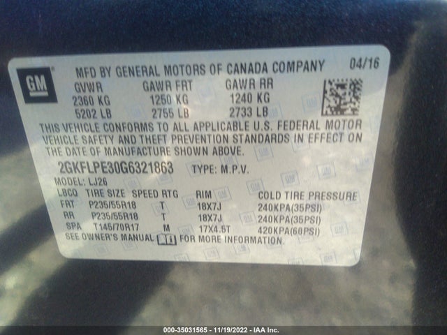 GMC Terrain Slt 2016 2GKFLPE30G6321863 Image 10