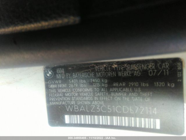 WBALZ3C51CDL72114 BMW 6 Series 650i