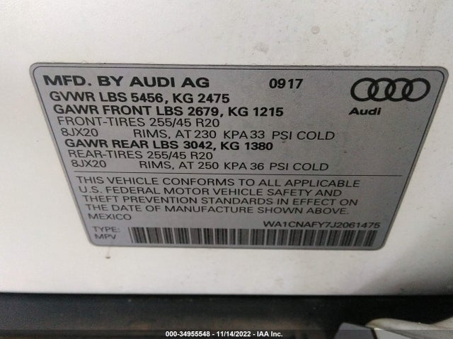 WA1CNAFY7J2061475 Audi Q5 Prestige/tech Prestige