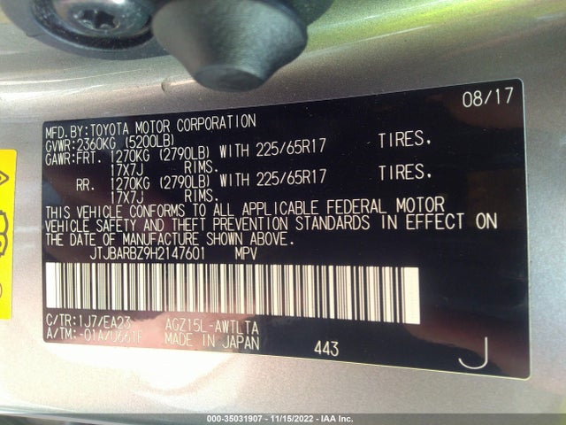 2017 Lexus NX, VIN: JTJBARBZ9H2147601