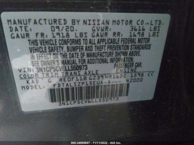 3N1CP5CV6LL550973 Nissan KICKS SV