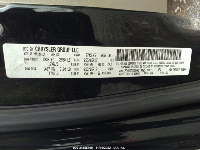 2014 DODGE GRAND CARAVAN SXT VIN: 2C4RDGCG6ER214405