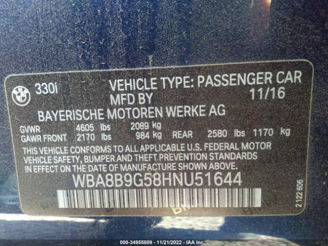WBA8B9G58HNU51644 BMW 3 Series 330i