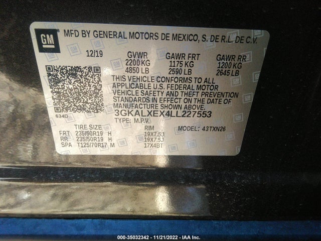 2020 GMC Terrain, VIN: 3GKALXEX4LL227553