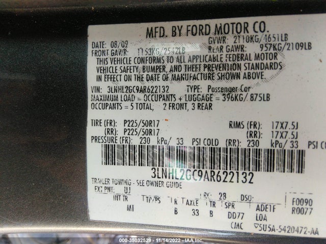 Lincoln MKZ 2010 3LNHL2GC9AR622132 Image 10