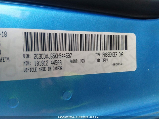 2019 Dodge Charger, VIN: 2C3CDXJG5KH544597