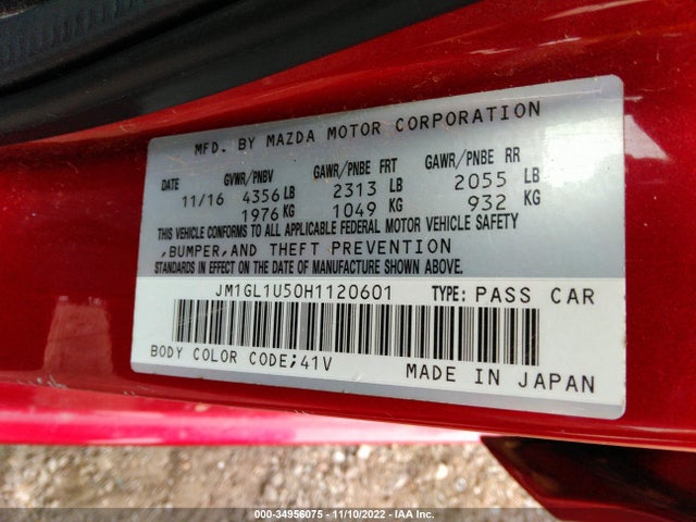 2017 Mazda 6, VIN: JM1GL1U50H1120601