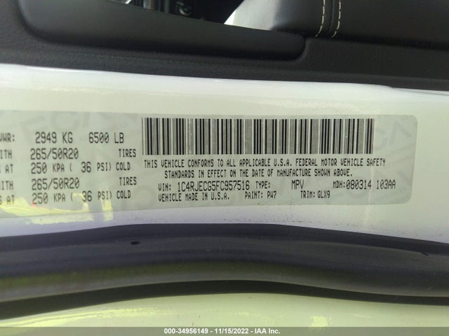 2015 Jeep Grand Cherokee, VIN: 1C4RJECG5FC957516