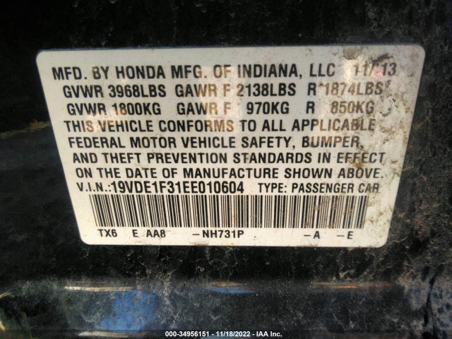 Acura ILX 2014 19VDE1F31EE010604 Image 9