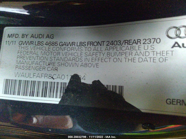 Audi A5 2012 WAULFAFR8CA013484 Image 10