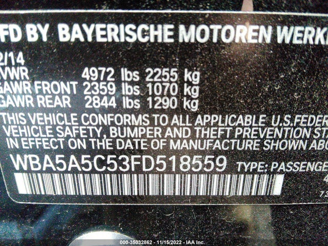 BMW 5 Series 528i 2015 WBA5A5C53FD518559 Image 9