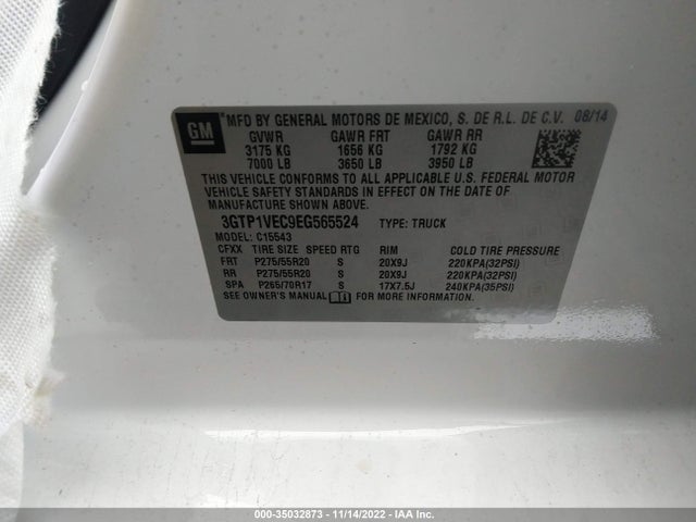 GMC Sierra 1500 Slt 2014 3GTP1VEC9EG565524 Image 9