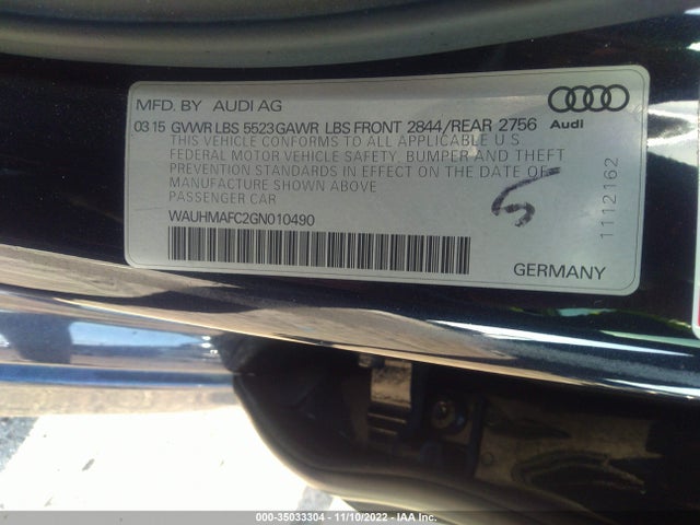 2016 Audi A6, VIN: WAUHMAFC2GN010490