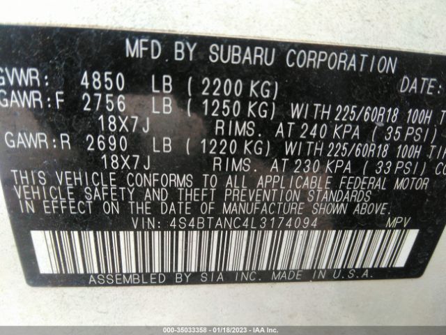 4S4BTANC4L3174094 Subaru Outback Limited