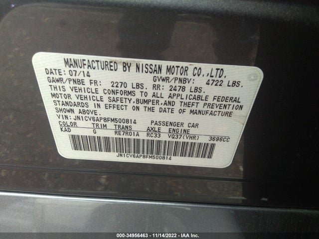 2015 Infiniti Q40, VIN: JN1CV6AP8FM500814