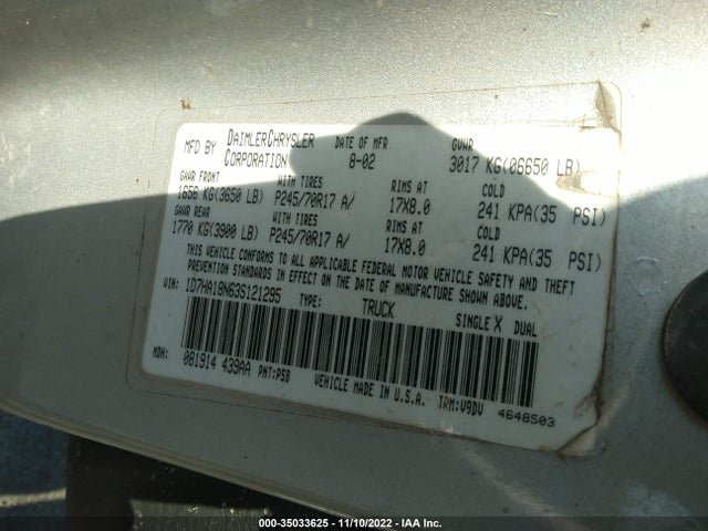Dodge Ram 1500 St/slt 2003 1D7HA18N63S121295 Image 9