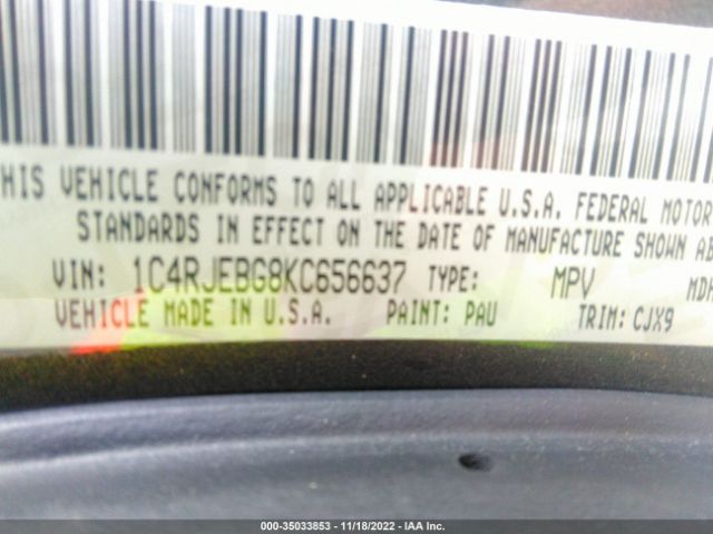 1C4RJEBG8KC656637 Jeep Grand Cherokee Limited
