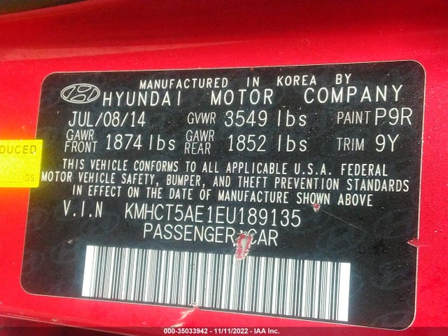 Hyundai ACCENT GS 2014 KMHCT5AE1EU189135 Image 10