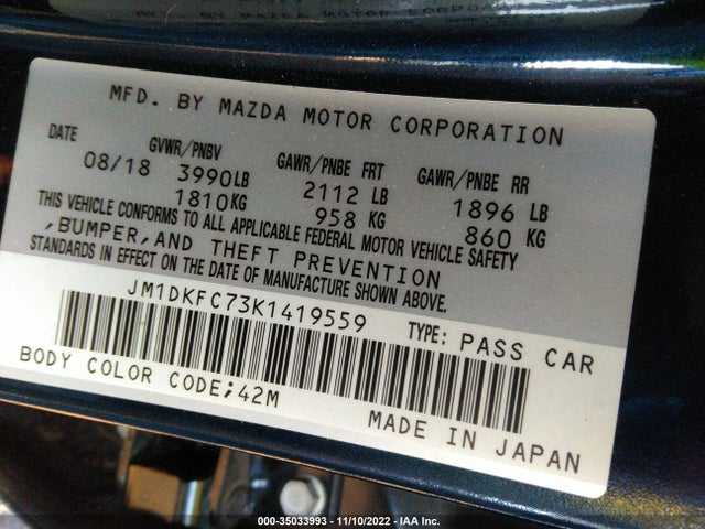 2019 Mazda CX-3, VIN: JM1DKFC73K1419559