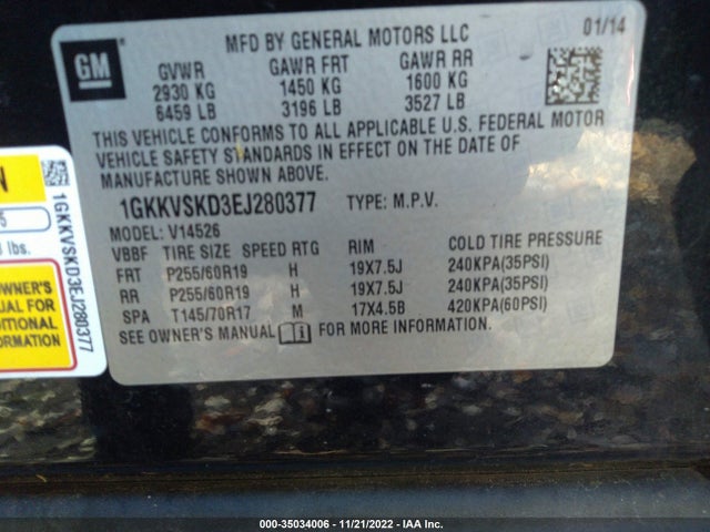 GMC ACADIA SLT 2014 1GKKVSKD3EJ280377 Image 10