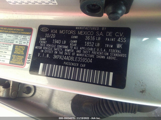 2020 Kia Rio, VIN: 3KPA24AD8LE359504