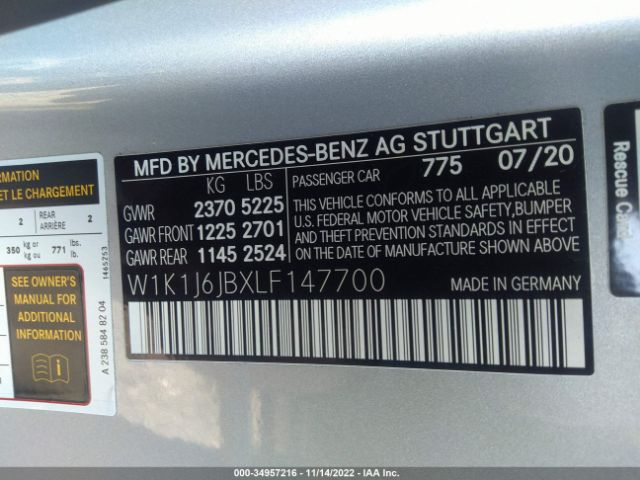 W1K1J6JBXLF147700 Mercedes-Benz E 450 4matic