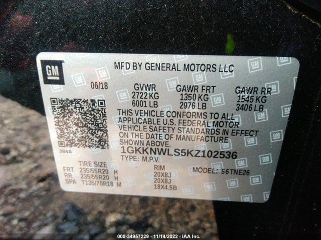 GMC ACADIA SLT 2019 1GKKNWLS5KZ102536 Image 10