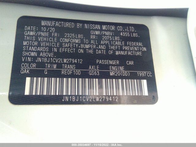 JN1BJ1CV2LW279412 Nissan Rogue Sport S