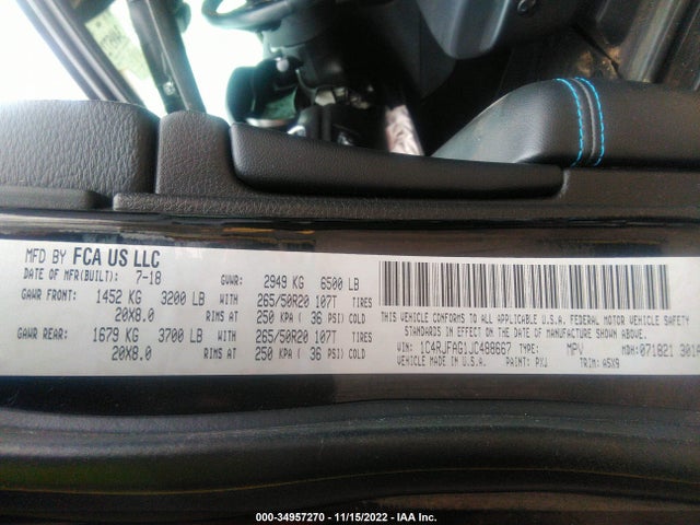 1C4RJFAG1JC488667 Jeep Grand Cherokee Upland