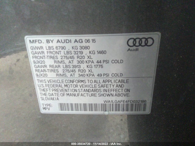 WA1LGAFE4FD032186 Audi Q7 3.0t Premium Plus