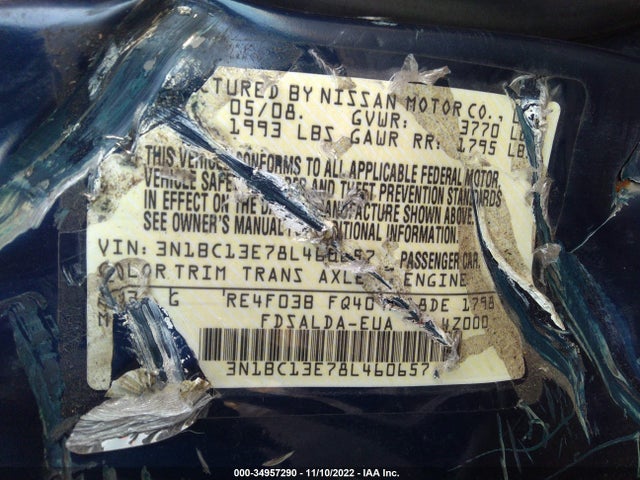 2008 NISSAN VERSA 1.8 S VIN: 3N1BC13E78L460657