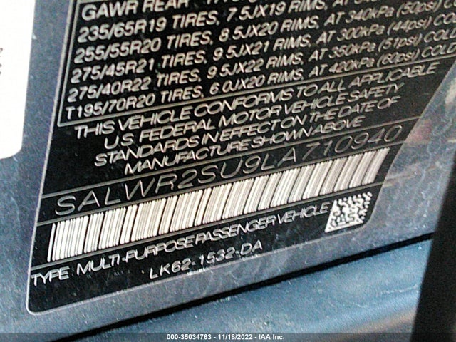 2020 Land Rover Range Rover Sport, VIN: SALWR2SU9LA710940