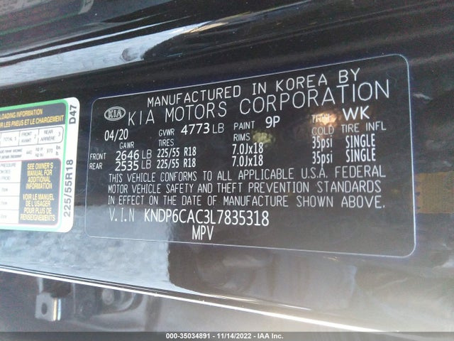 KIA SPORTAGE S 2020 KNDP6CAC3L7835318 Image 9