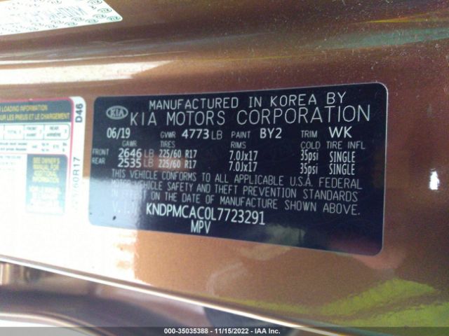 KNDPMCAC0L7723291 KIA Sportage Lx