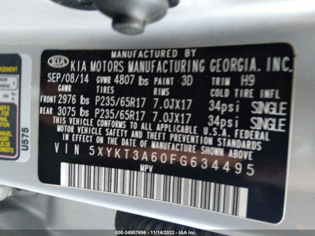 5XYKT3A60FG634495 KIA SORENTO LX