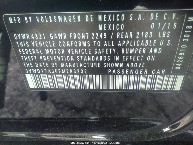 3VWD17AJ6FM283232 Volkswagen Jetta Sedan 1.8t Se