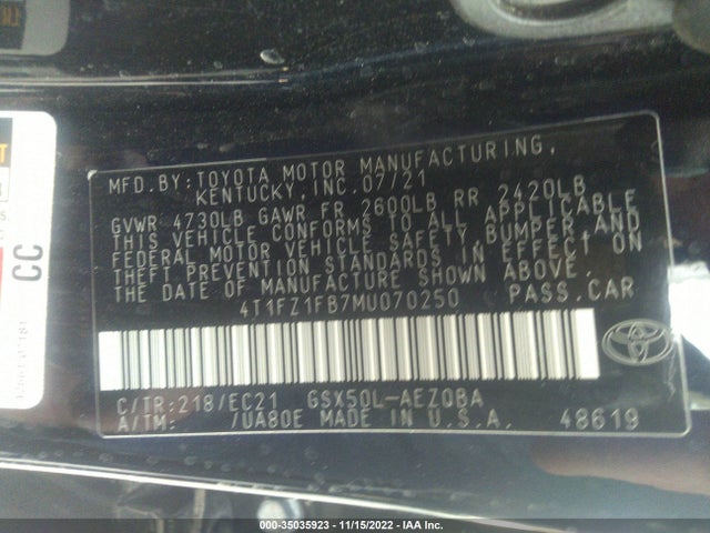 2021 Toyota Avalon, VIN: 4T1FZ1FB7MU070250