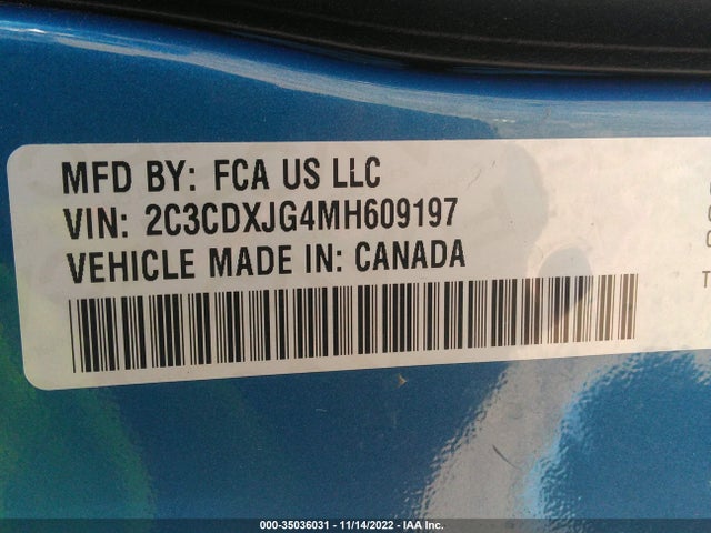 2021 DODGE CHARGER SXT VIN: 2C3CDXJG4MH609197