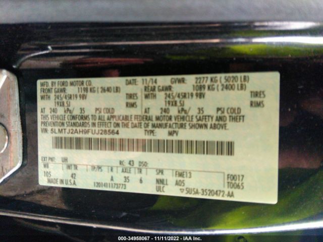 5LMTJ2AH9FUJ28564 Lincoln MKC