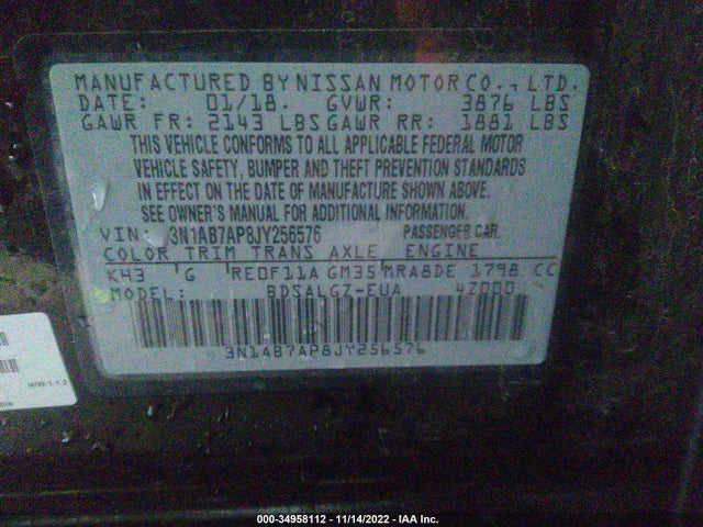 Nissan SENTRA SL 2018 3N1AB7AP8JY256576 Image 13