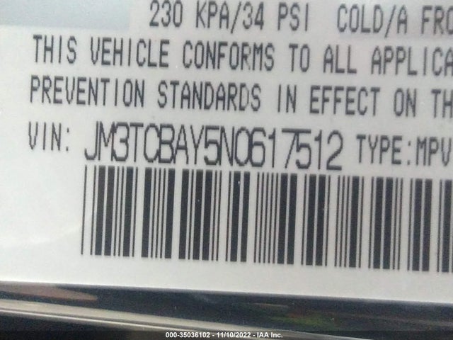 2022 Mazda CX-9, VIN: JM3TCBAY5N0617512