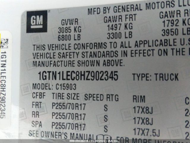 1GTN1LEC8HZ902345 GMC SIERRA 1500