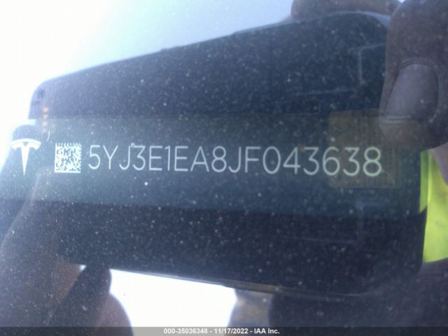 5YJ3E1EA8JF043638 Tesla Model 3 Range Battery
