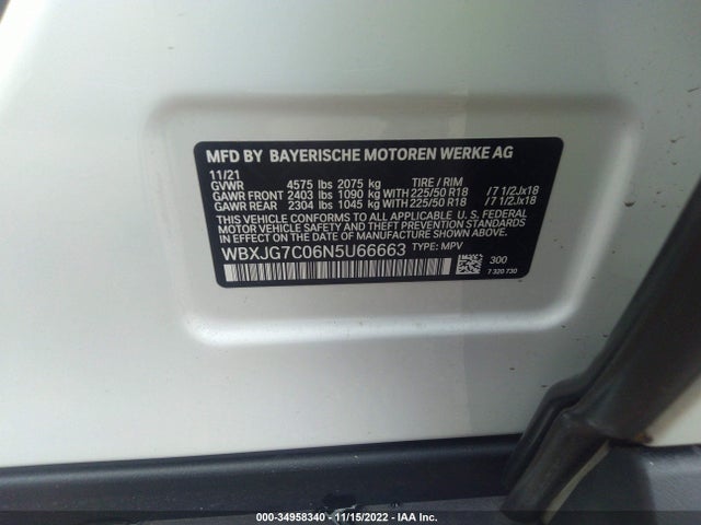 2022 BMW X1, VIN: WBXJG7C06N5U66663