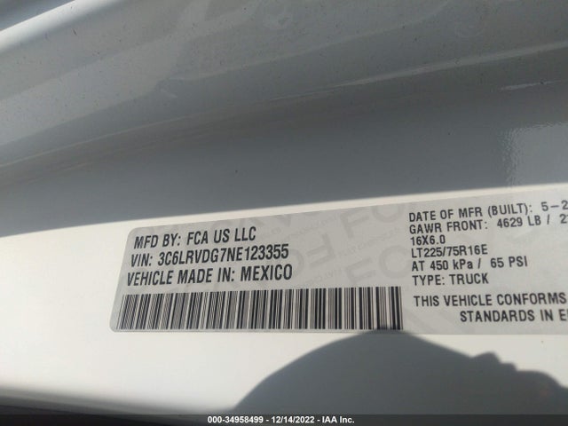 2022 Ram Promaster, VIN: 3C6LRVDG7NE123355