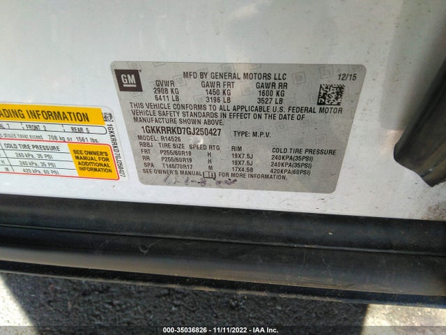 GMC ACADIA SLT 2016 1GKKRRKD7GJ250427 Image 9